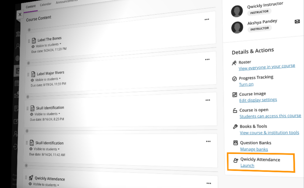 Check Out New Launch Point of Qwickly Attendance in Blackboard